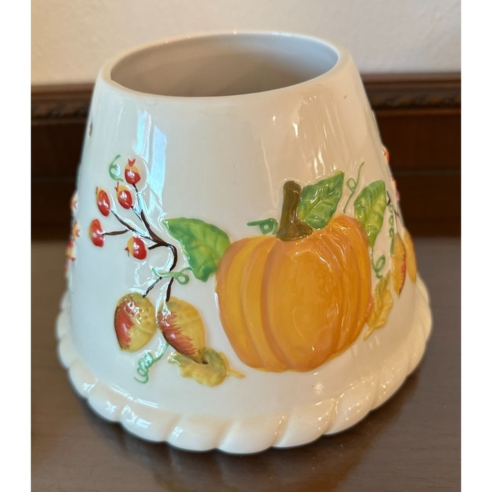 Dennis East Large Candle Jar Topper Fall‎ Autumn Pumpkins Acorns